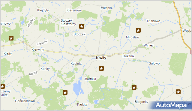 mapa Kiwity powiat lidzbarski, Kiwity powiat lidzbarski na mapie Targeo