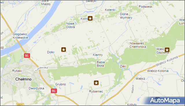 mapa Klamry, Klamry na mapie Targeo