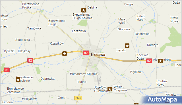 mapa Kłodawa powiat kolski, Kłodawa powiat kolski na mapie Targeo