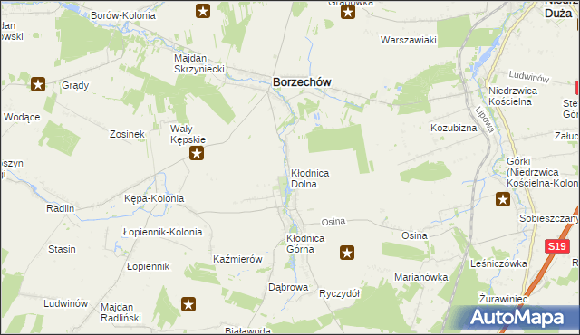 mapa Kłodnica Dolna, Kłodnica Dolna na mapie Targeo