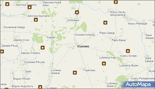 mapa Klukowo powiat wysokomazowiecki, Klukowo powiat wysokomazowiecki na mapie Targeo