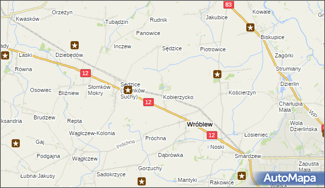 mapa Kobierzycko, Kobierzycko na mapie Targeo