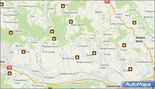 mapa Kobylany gmina Zabierzów, Kobylany gmina Zabierzów na mapie Targeo