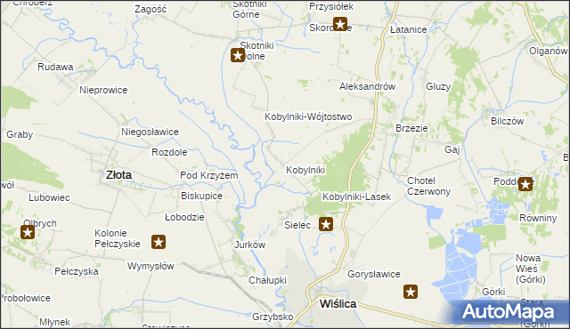 mapa Kobylniki gmina Wiślica, Kobylniki gmina Wiślica na mapie Targeo