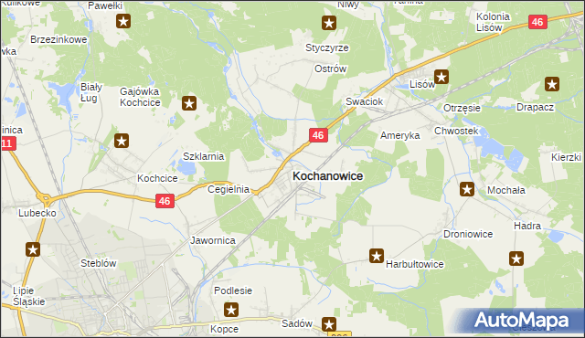 mapa Kochanowice, Kochanowice na mapie Targeo