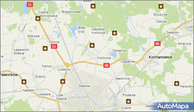 mapa Kochcice, Kochcice na mapie Targeo
