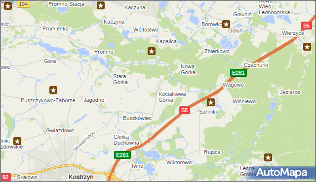 mapa Kociałkowa Górka, Kociałkowa Górka na mapie Targeo