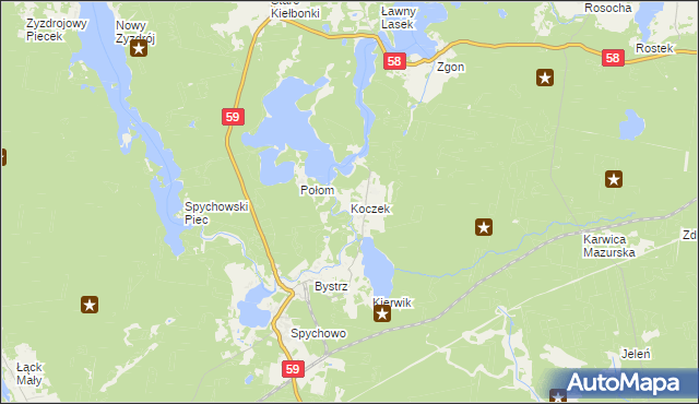 mapa Koczek, Koczek na mapie Targeo