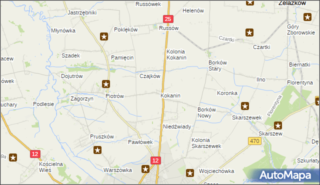 mapa Kokanin, Kokanin na mapie Targeo