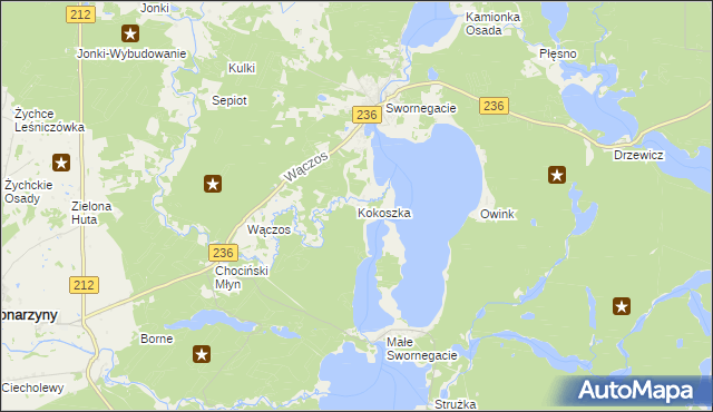 mapa Kokoszka gmina Chojnice, Kokoszka gmina Chojnice na mapie Targeo