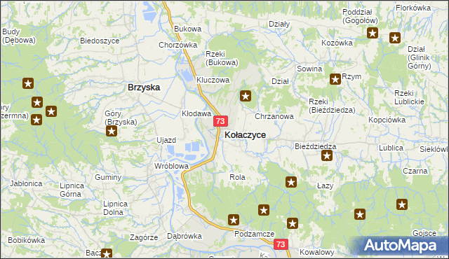 mapa Kołaczyce, Kołaczyce na mapie Targeo