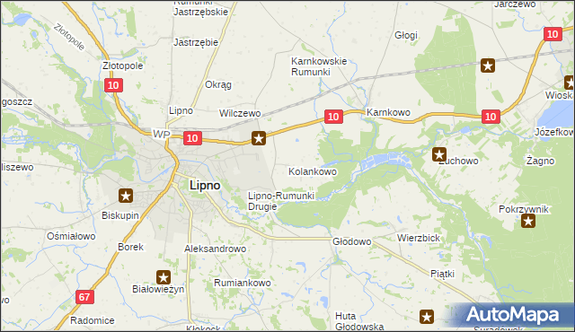 mapa Kolankowo gmina Lipno, Kolankowo gmina Lipno na mapie Targeo