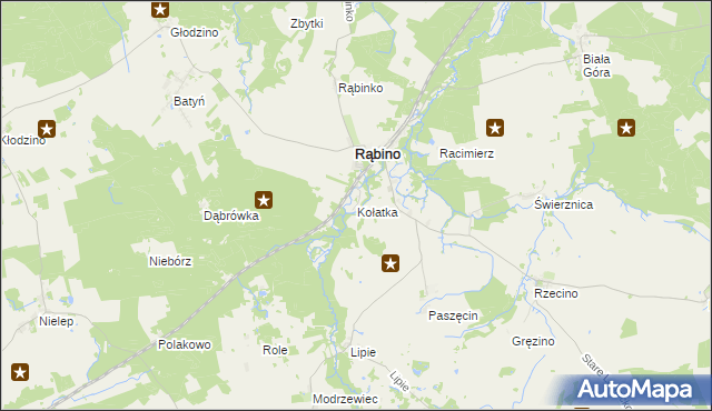 mapa Kołatka gmina Rąbino, Kołatka gmina Rąbino na mapie Targeo