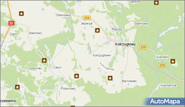 mapa Kołczygłówki, Kołczygłówki na mapie Targeo