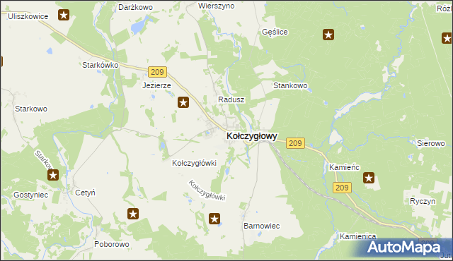 mapa Kołczygłowy, Kołczygłowy na mapie Targeo