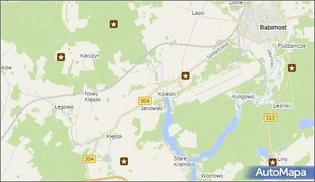 mapa Kolesin, Kolesin na mapie Targeo