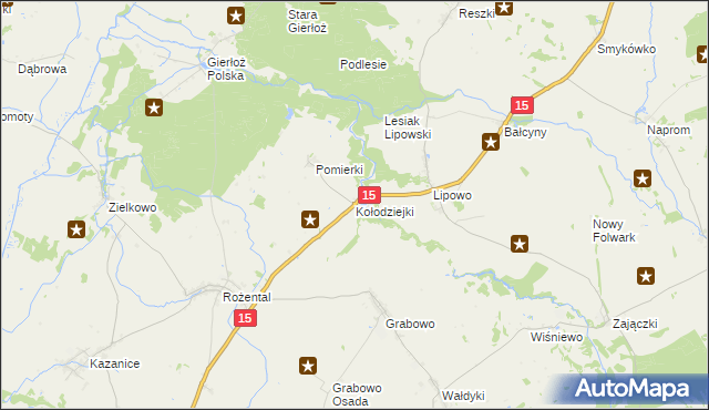 mapa Kołodziejki, Kołodziejki na mapie Targeo