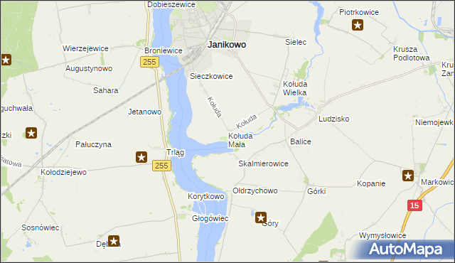 mapa Kołuda Mała, Kołuda Mała na mapie Targeo