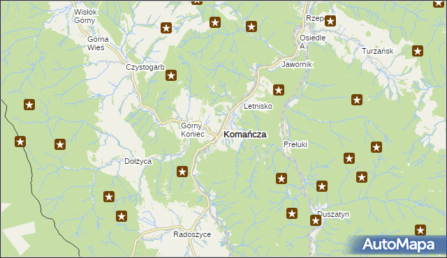 mapa Komańcza, Komańcza na mapie Targeo