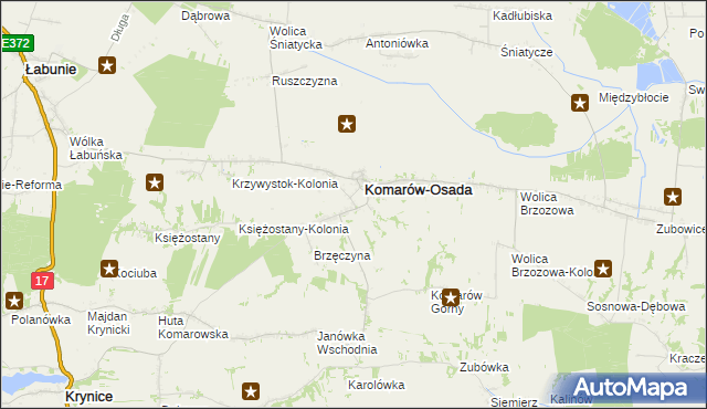 mapa Komarów Dolny, Komarów Dolny na mapie Targeo