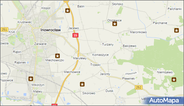 mapa Komaszyce gmina Inowrocław, Komaszyce gmina Inowrocław na mapie Targeo