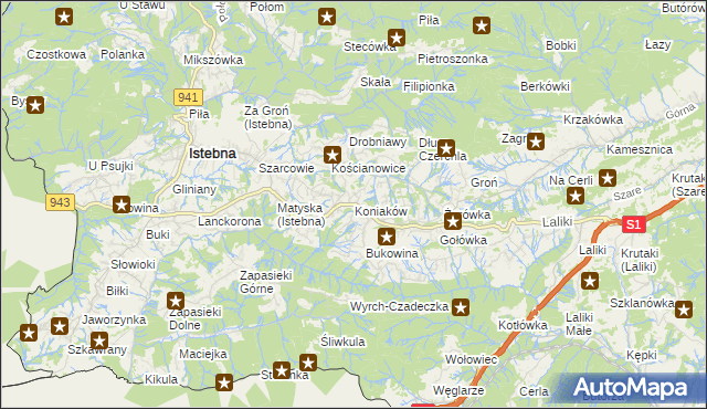 mapa Koniaków, Koniaków na mapie Targeo