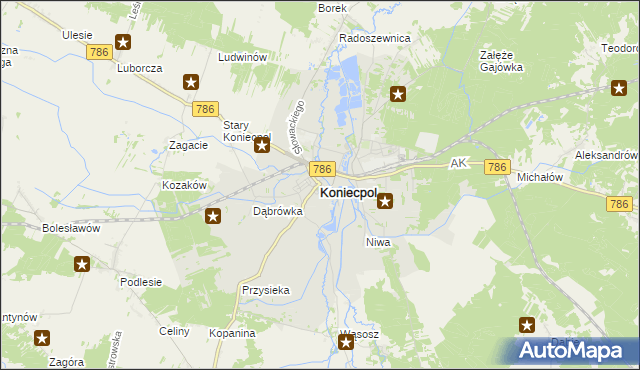 mapa Koniecpol, Koniecpol na mapie Targeo