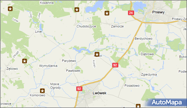 mapa Konin gmina Lwówek, Konin gmina Lwówek na mapie Targeo