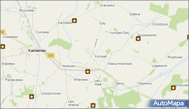 mapa Konojad, Konojad na mapie Targeo