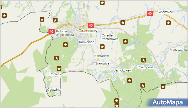 mapa Konradów gmina Głuchołazy, Konradów gmina Głuchołazy na mapie Targeo