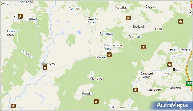 mapa Kopiec gmina Sztabin, Kopiec gmina Sztabin na mapie Targeo