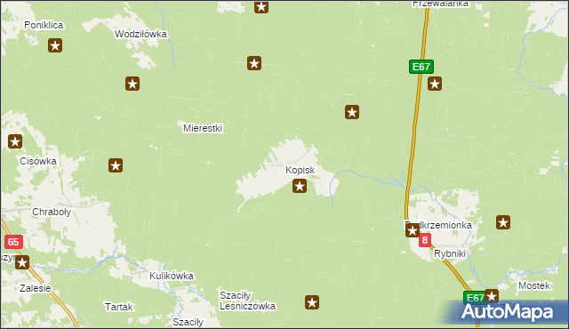 mapa Kopisk, Kopisk na mapie Targeo