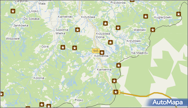 mapa Korbielów, Korbielów na mapie Targeo