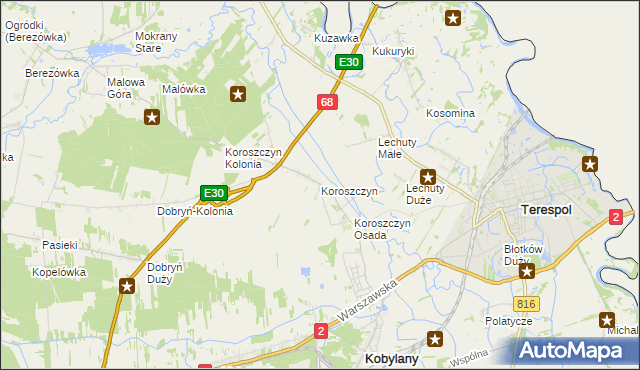 mapa Koroszczyn, Koroszczyn na mapie Targeo