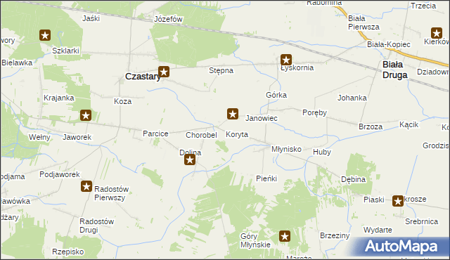 mapa Koryta gmina Biała, Koryta gmina Biała na mapie Targeo