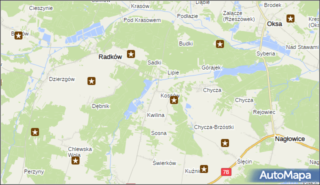 mapa Kossów, Kossów na mapie Targeo