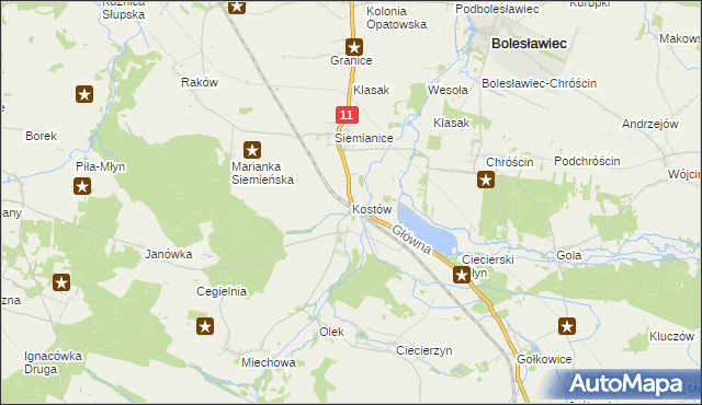 mapa Kostów, Kostów na mapie Targeo