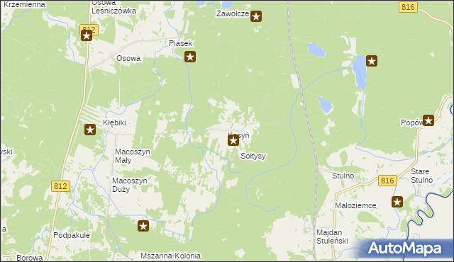 mapa Kosyń gmina Wola Uhruska, Kosyń gmina Wola Uhruska na mapie Targeo