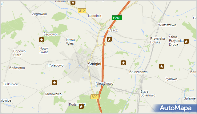 mapa Koszanowo gmina Śmigiel, Koszanowo gmina Śmigiel na mapie Targeo
