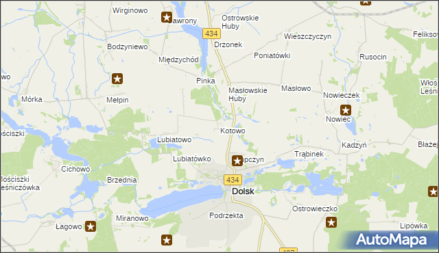 mapa Kotowo gmina Dolsk, Kotowo gmina Dolsk na mapie Targeo