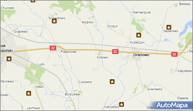 mapa Kotowo gmina Granowo, Kotowo gmina Granowo na mapie Targeo