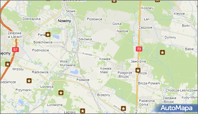 mapa Kowala gmina Sitkówka-Nowiny, Kowala gmina Sitkówka-Nowiny na mapie Targeo