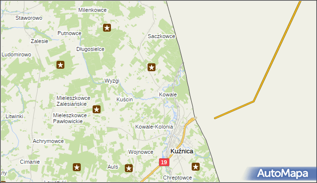 mapa Kowale gmina Kuźnica, Kowale gmina Kuźnica na mapie Targeo