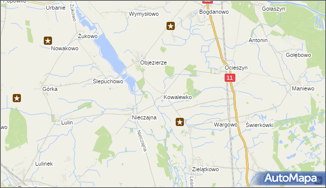 mapa Kowalewko gmina Oborniki, Kowalewko gmina Oborniki na mapie Targeo