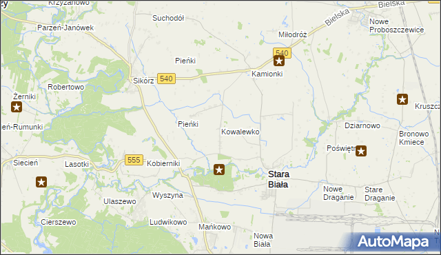 mapa Kowalewko gmina Stara Biała, Kowalewko gmina Stara Biała na mapie Targeo