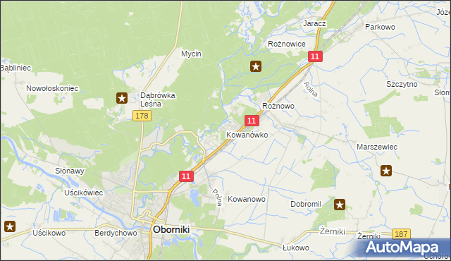 mapa Kowanówko, Kowanówko na mapie Targeo