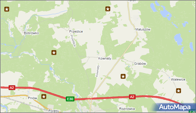 mapa Kownaty gmina Torzym, Kownaty gmina Torzym na mapie Targeo