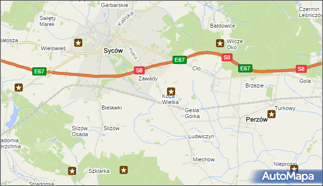 mapa Koza Wielka, Koza Wielka na mapie Targeo