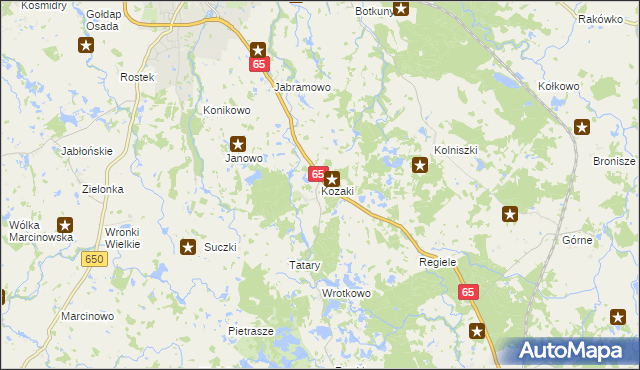 mapa Kozaki gmina Gołdap, Kozaki gmina Gołdap na mapie Targeo