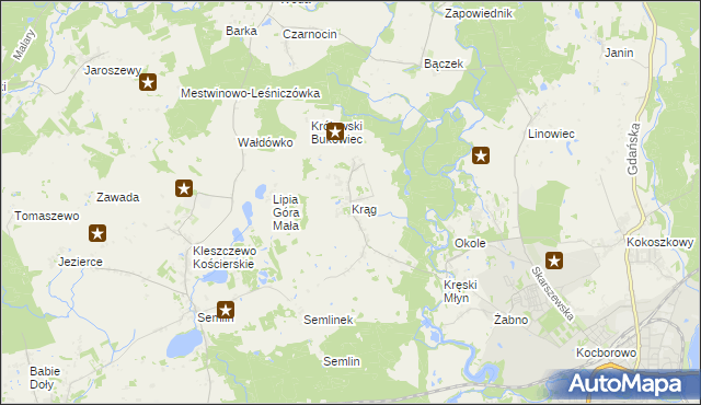 mapa Krąg gmina Starogard Gdański, Krąg gmina Starogard Gdański na mapie Targeo